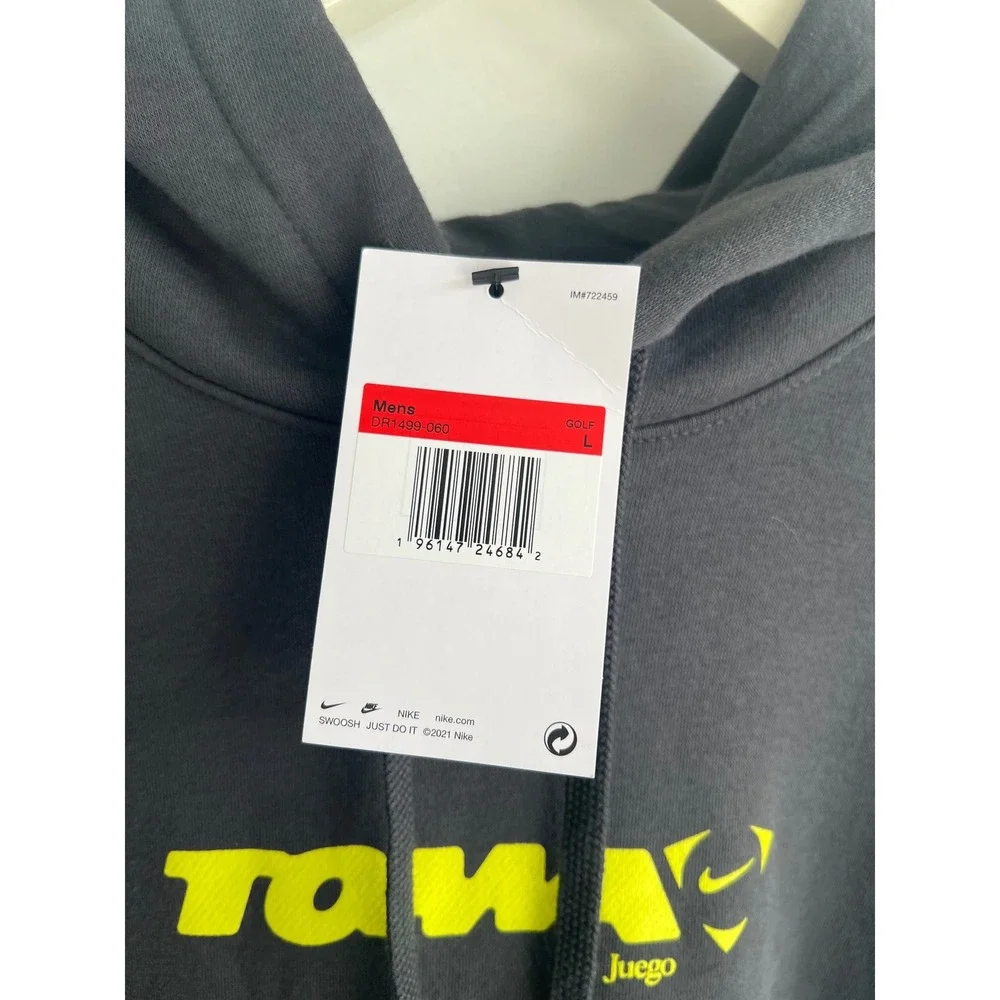 Nike Toma El Juego Los Angeles Hoodie Mens Large Grey Neon Yellow DR1499-060 NWT